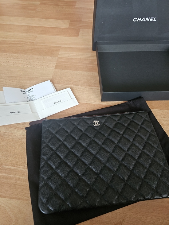 CHANEL Handbags - CHANEL Black Cavier Clutch Pouch